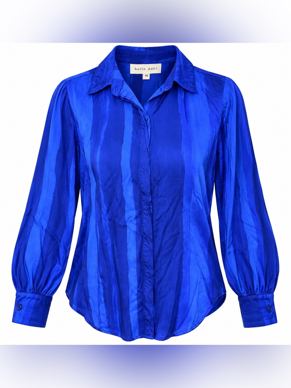 Bella Dahl Cobalt Blue Tonal Stripe Button Down Shirt XS Coastal Quiet Luxury